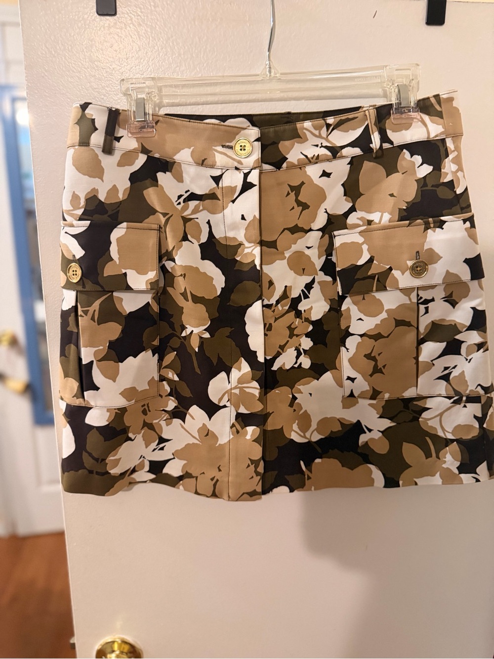 Michael Kor's Floral Cargo Mini Skirt in neutral tones